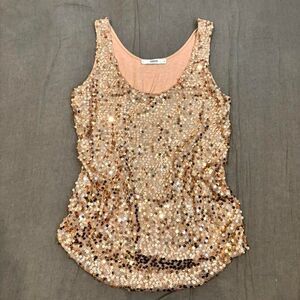 gold sequin tank top